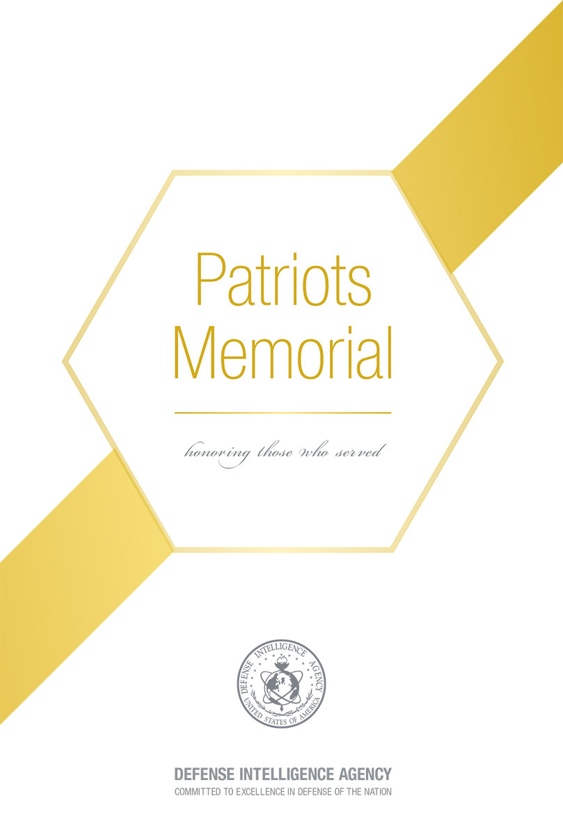 Image of the pamphlet cover with title. Patriots Memorial.