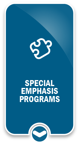 Image of white graphic on blue background. Title. Special Emphasis Programs.
