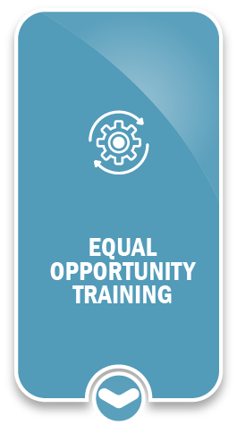 Image of white graphic on light blue background. Title. Equal Opportunity Training.