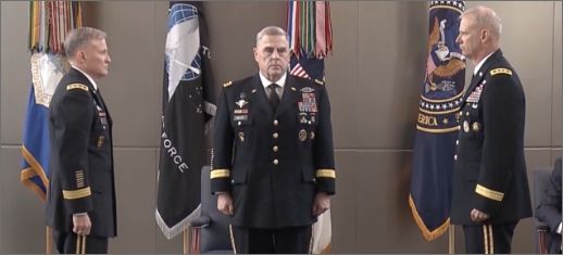 Three uniformed men standing together