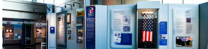 An image of an area from an higher point showing off artifacts of museum