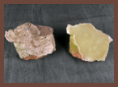 An alternate view of the two separated halves of a rock concealment device, highlighting the hollowed-out compartments.