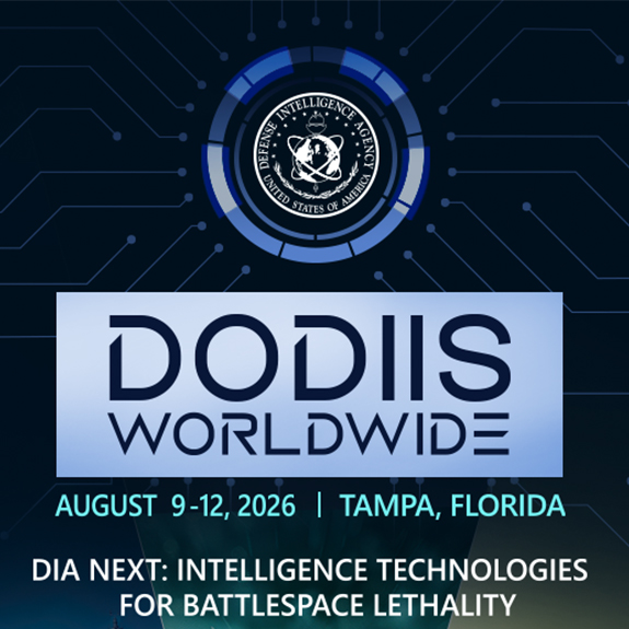 An image of the DI2026 logo, with text that reads DODIIS Worldwide. August 9-12, 2026. Tampa. Florida. DIA Next: Intelligence technologies for battlespace lethality