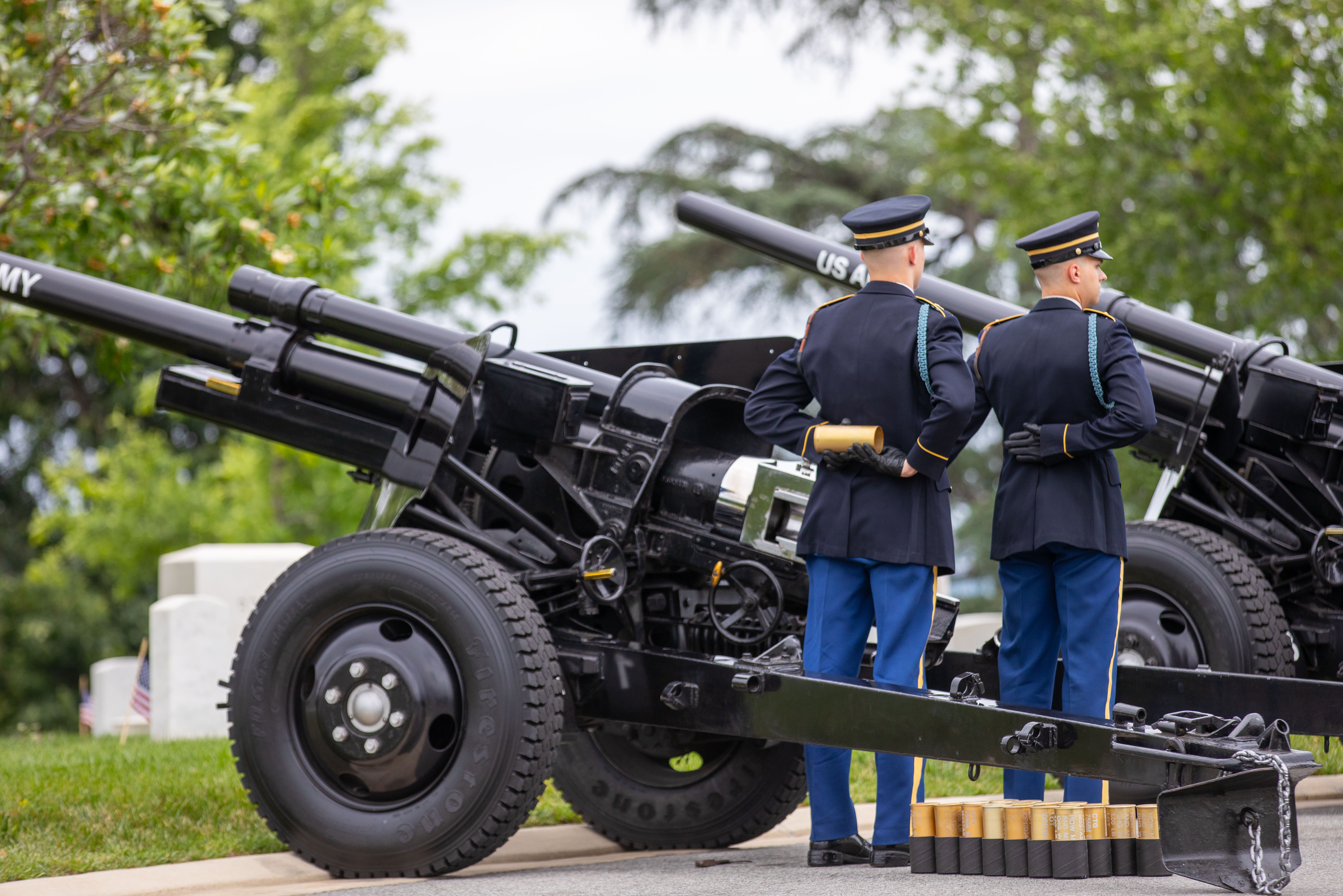 Cannons firing during military honors
