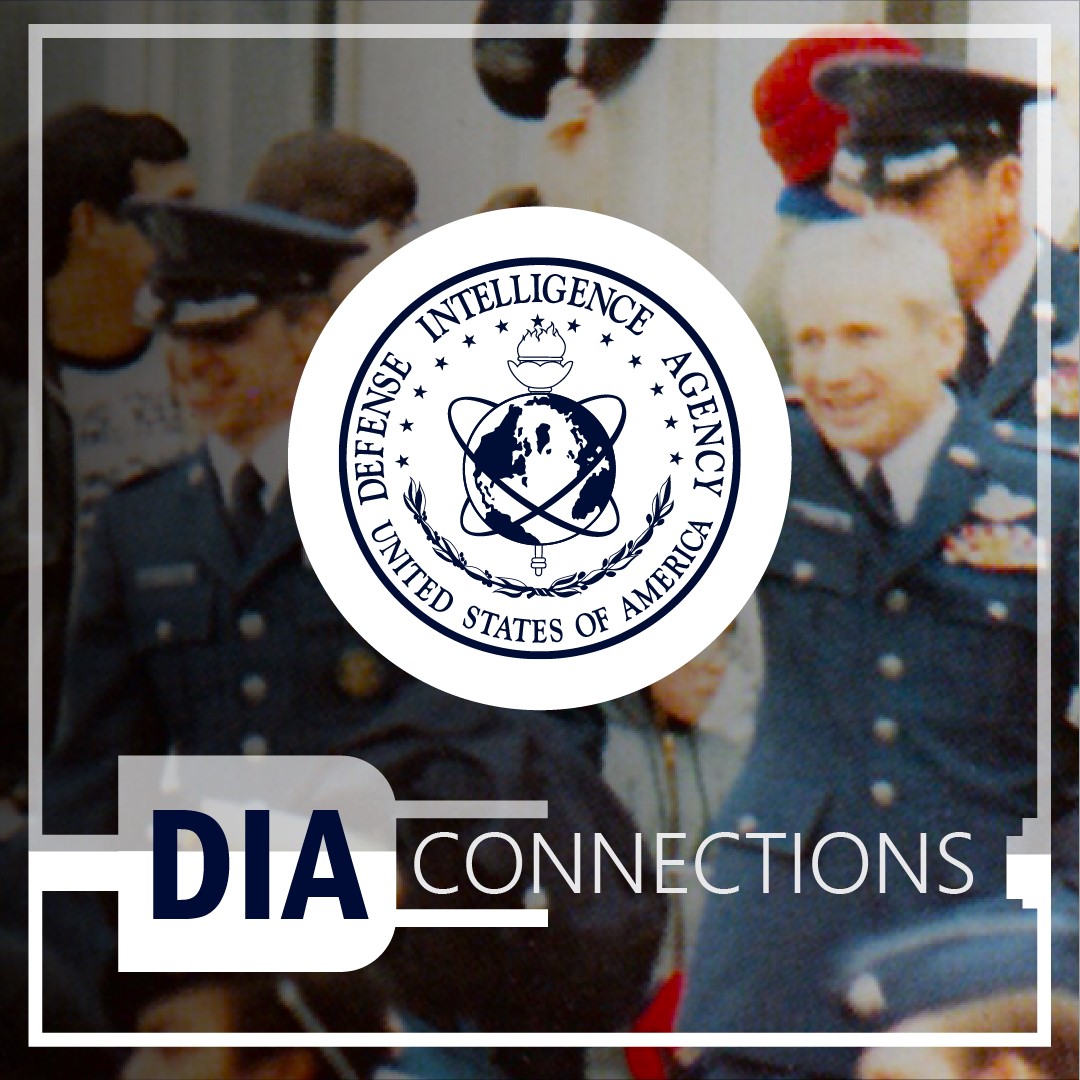 Image of uniformed men with D-I-A Seal and title. D-I-A Connections.