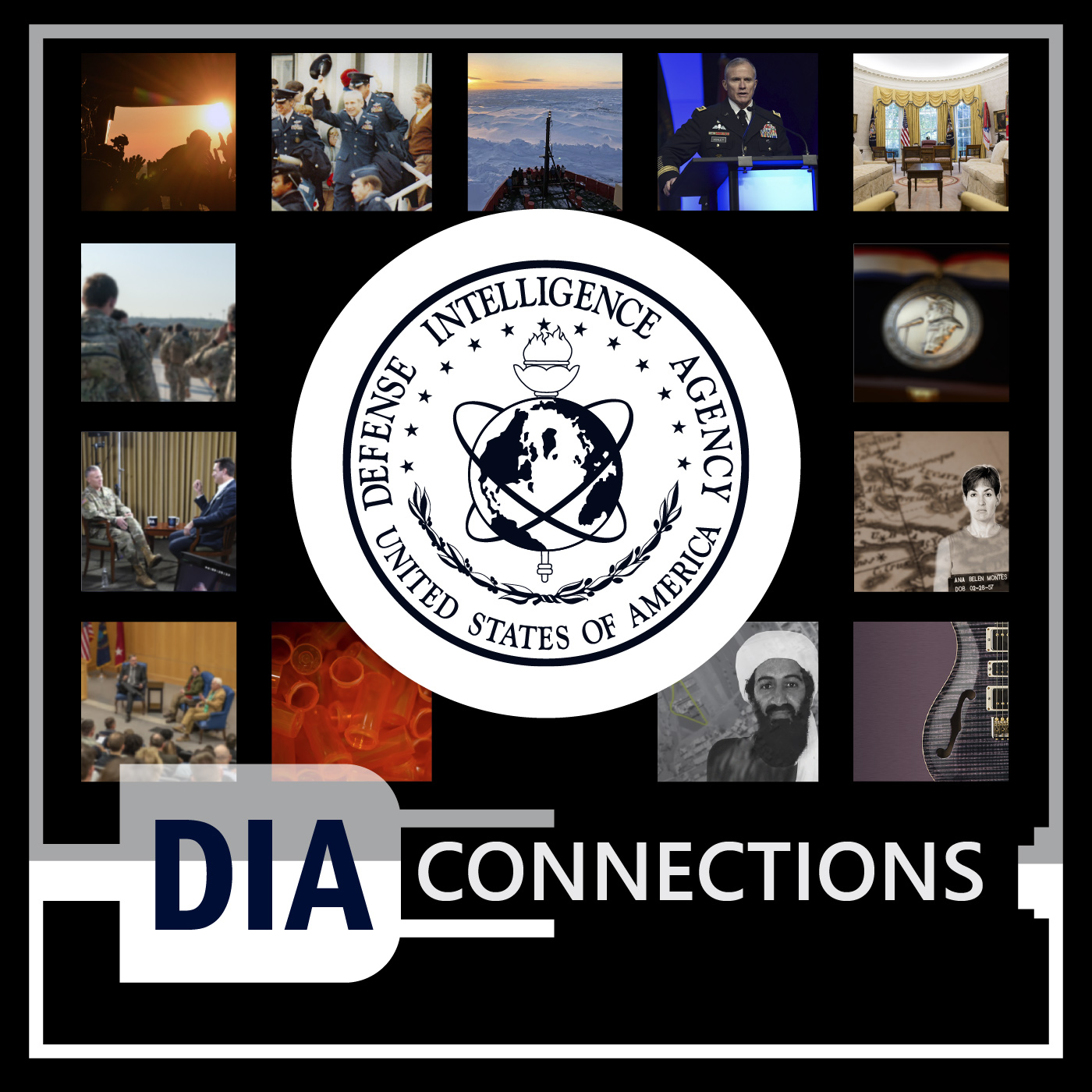Image of tiled season covers with title. D-I-A Connections.