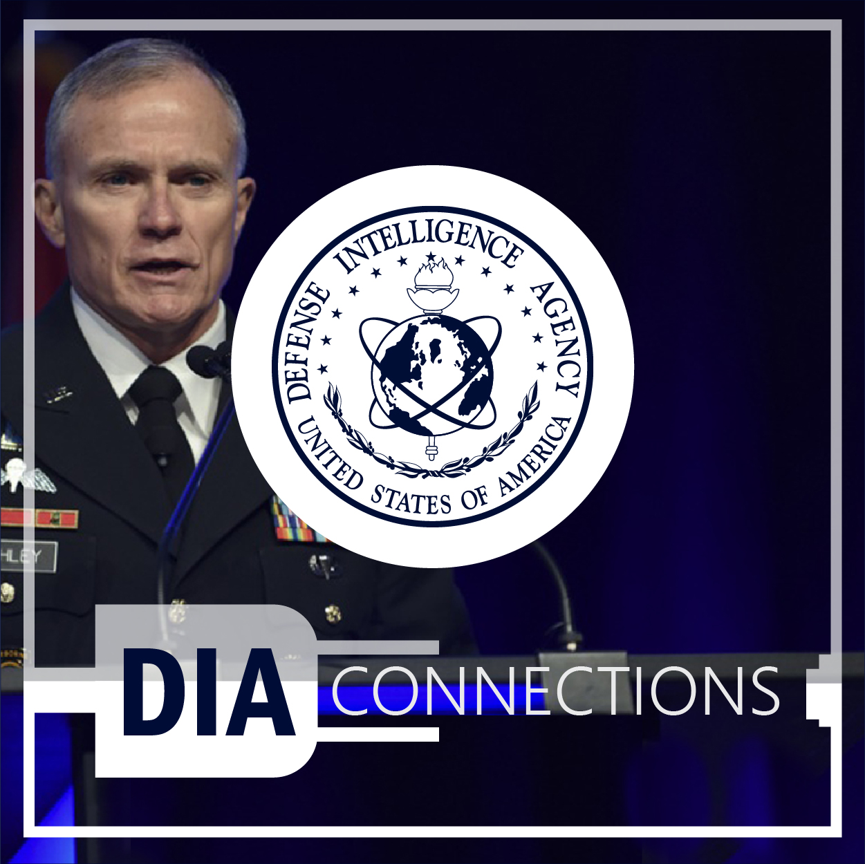 Image of a uniformed member with D-I-A Seal and title. D-I-A Connections.